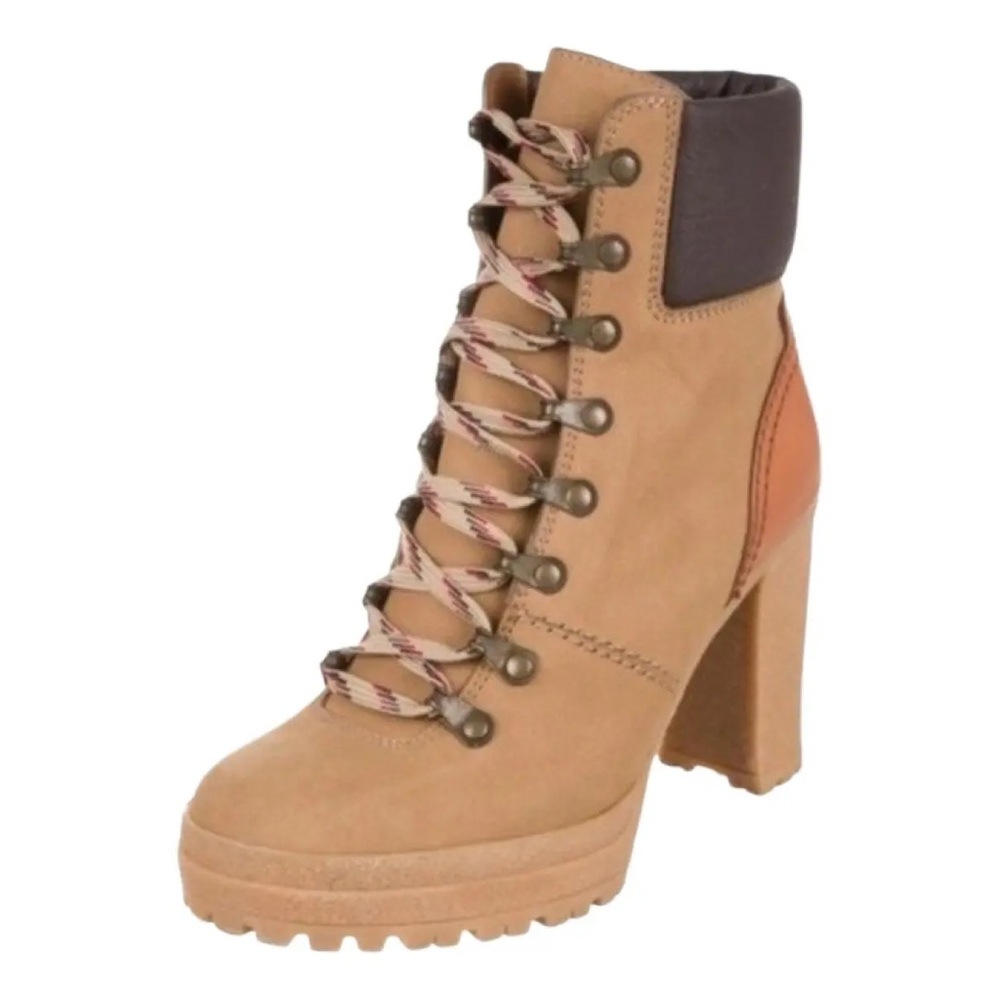 See by Chloe Tan Eileen Nubuck lace-up Ankle Platform Boots